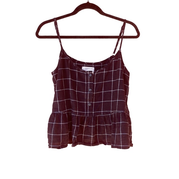 Current Elliot Black and White Checkered The Workwear Peplum Tank Top - Picture 4 of 4